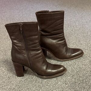 Sesto Meucci Dark Chocolate Leather Heeled Boots